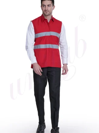 Red Sleeves Jacket With Reflectors