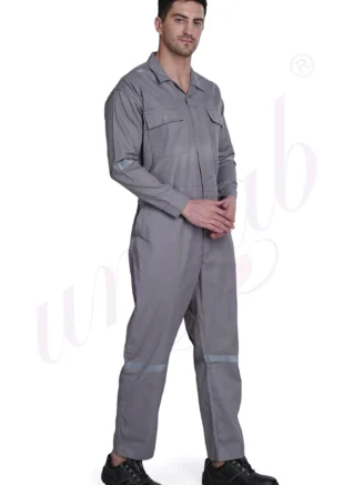 Boiler Suit Cotton Grey With Reflector