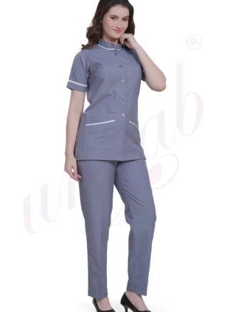 Nursing Uniform Set Grey with White Trim