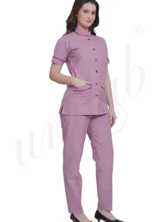 Spa Tunic Uniform Set Pink with Magenta Trim