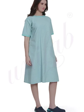 Patient Gown Unisex Green Self Design all over
