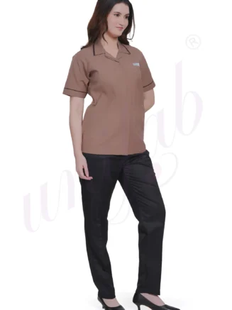 Nursing Uniform Brown with Dark Brown Trim