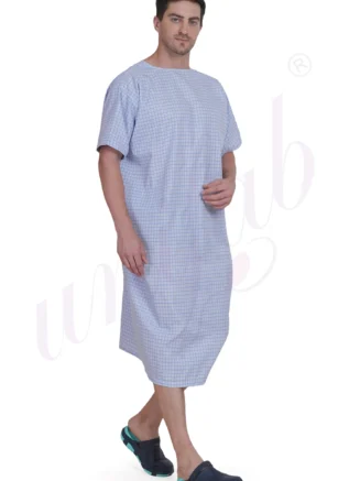 Patient Gown Unisex Blue Checkered all over