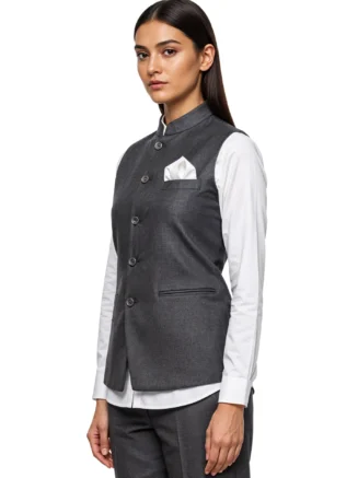 Sleeveless Jacket Female Charcoal Mélange – Female