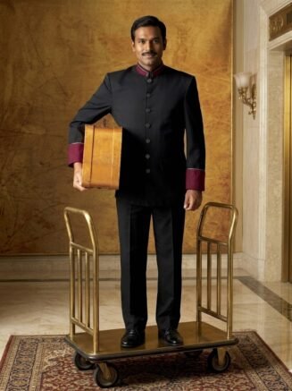 Hotel Front Office Bell Boy Uniform – Navy Blue Full Sleeve