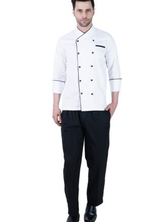 Chef Coat Premium White- Black Trim