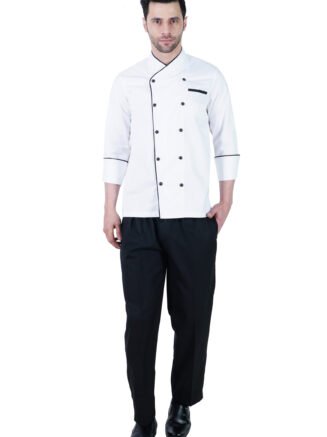 Chef Coat Premium White- Black Trim