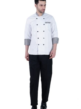 Chef coat Deluxe White- Check Collar