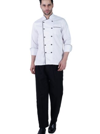 Chef coat Deluxe White- Black Trim