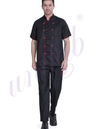 Chef coat Black Deluxe Short sleeve