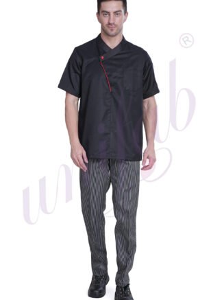 Chef coat Black Deluxe Short sleeve- Slipon