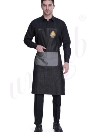 Service Apron Black with Grey Pocket