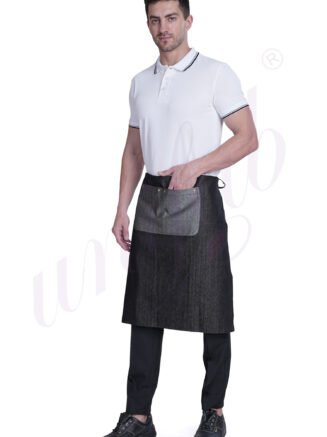 Service Apron Black Denim with Grey Pocket