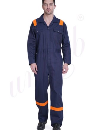 Industrial Coverall Navy Blue with Orange Panels - Full Sleeve