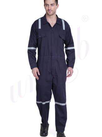 Industrial Coverall Navy Blue with Reflective Tape - Full Sleeve