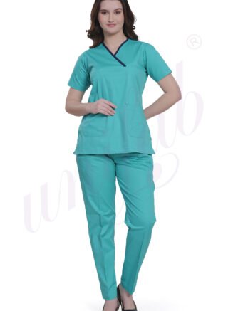 Medical Scrub Female Aqua Green with Contrast Trim