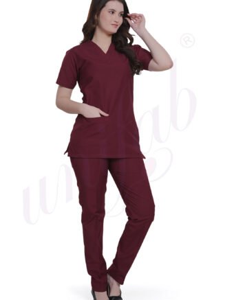 Medical Scrub Female Plain Maroon