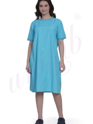 Patient Gown Female Half Sleeve – Turquoise Blue