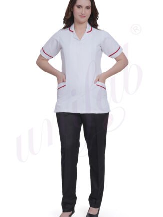 Nursing Uniform Female White with Black Pants - Half Sleeve