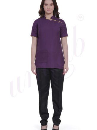 Nursing Uniform Female Purple with Black Pants - Half Sleeve
