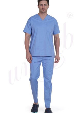 Medical Scrub Male Plain Sky Blue