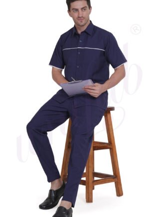 Nursing Uniform Male Navy Blue with Grey Trim - Half Sleeve