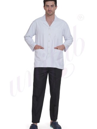 Doctors Coat Male Full Sleeve with Pockets – White