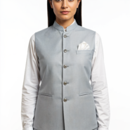 Nehru Jacket-Female- L Grey Mellange (1)