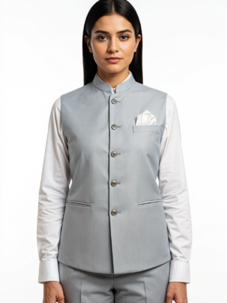 Light Grey Melange Female Nehru Jacket