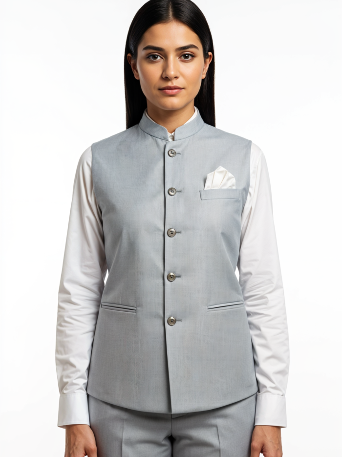 Nehru Jacket-Female- L Grey Mellange (1)