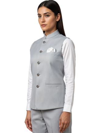 Nehru Jacket-Female- L Grey Mellange (2)