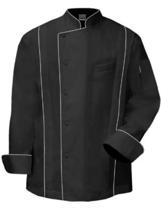 Chef coat Premium Black- White Chest trim
