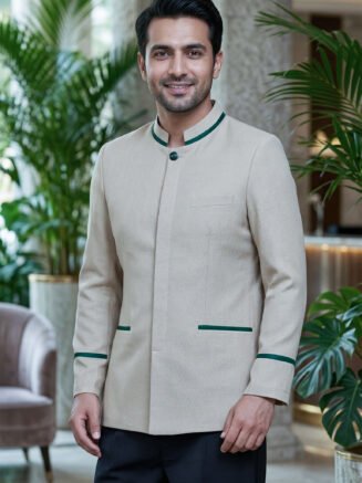 Resort Bell Boy Jacket Beige with Black Trousers