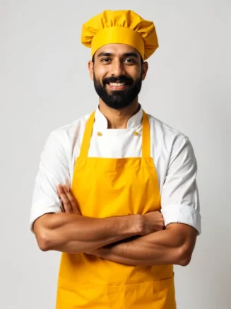 Bib Apron and Mushroom Cap Set – Yellow